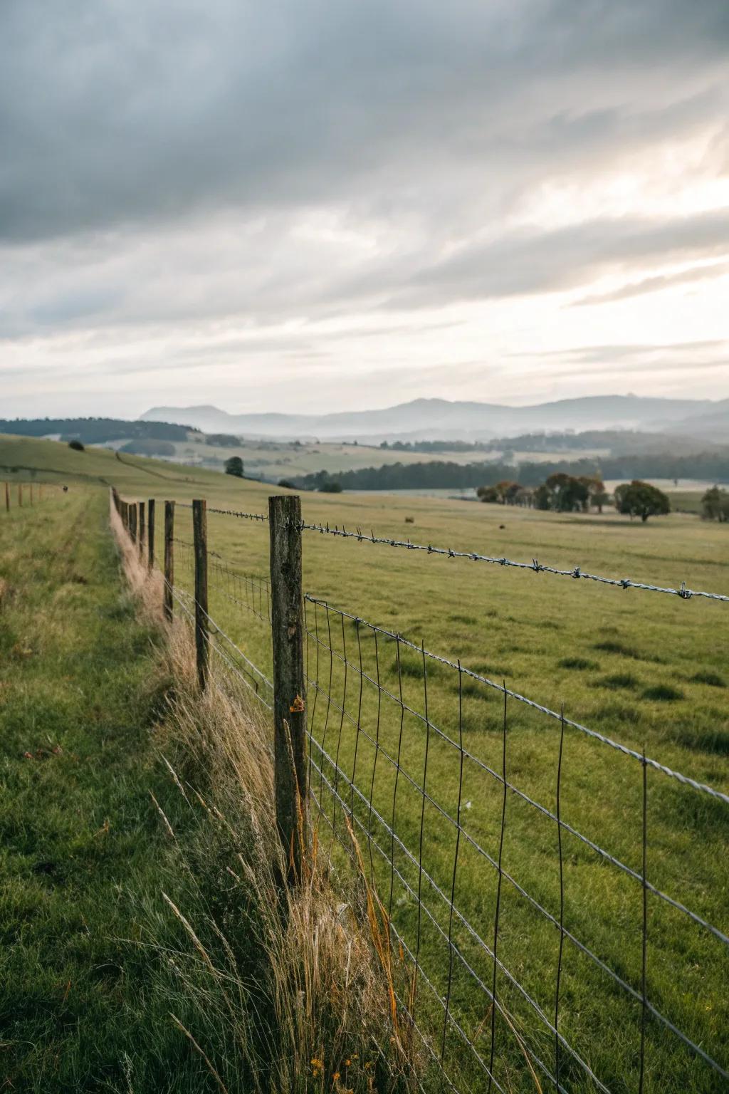 Define your space with a simple and unobtrusive wire and post fence.