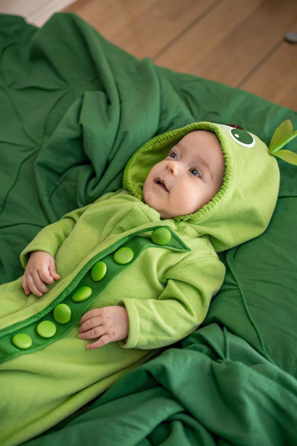 A peapod costume for a sweet Halloween.