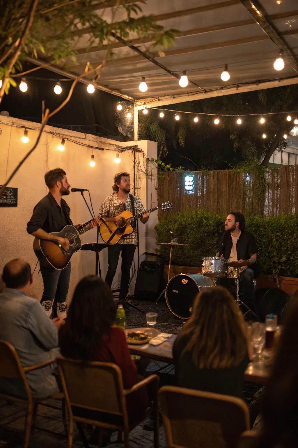 Allow live music to cultivate an unforgettable atmosphere at the celebration.
