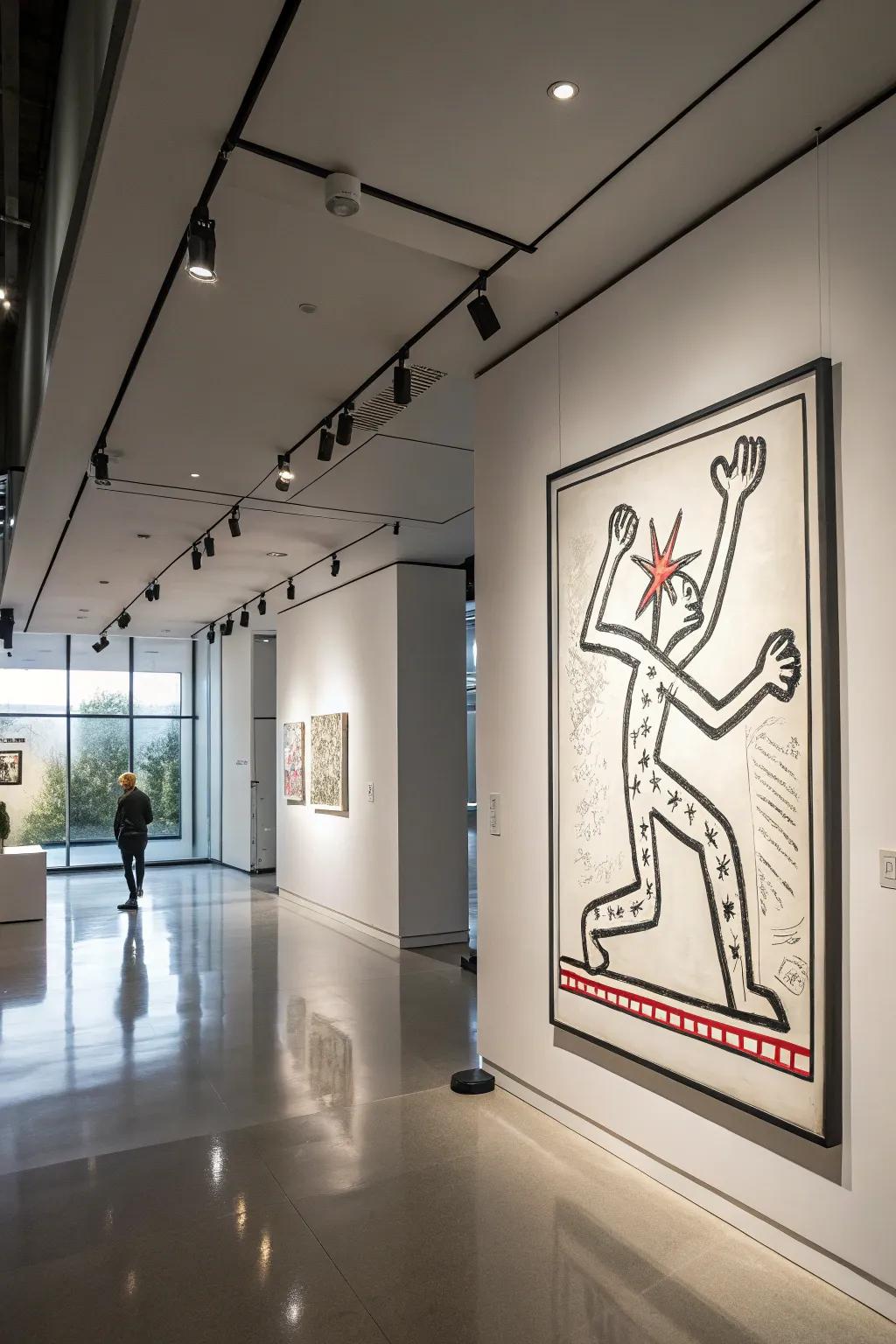 Abstract depiction of figures explores form and motion.