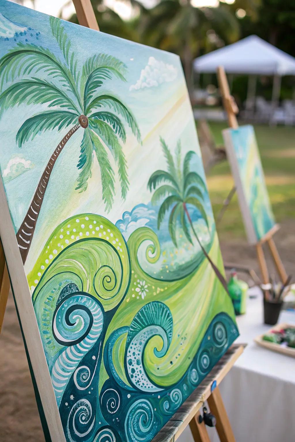 An abstract watercolor highlighting exotic themes.