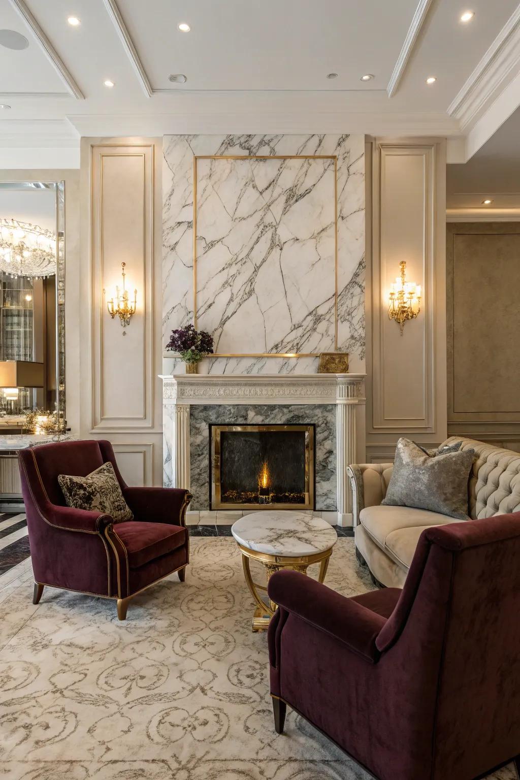 Marble finishes give off an elegant, sophisticated appeal.