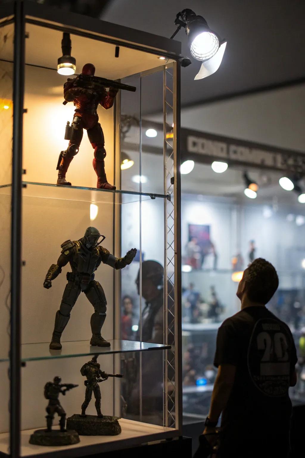 Spotlights add drama and focus to your action figure display.