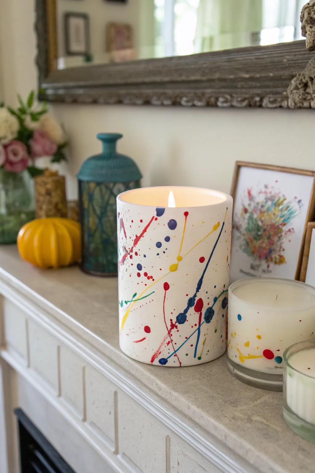 An artistic candle enhancing the comfort of a space.