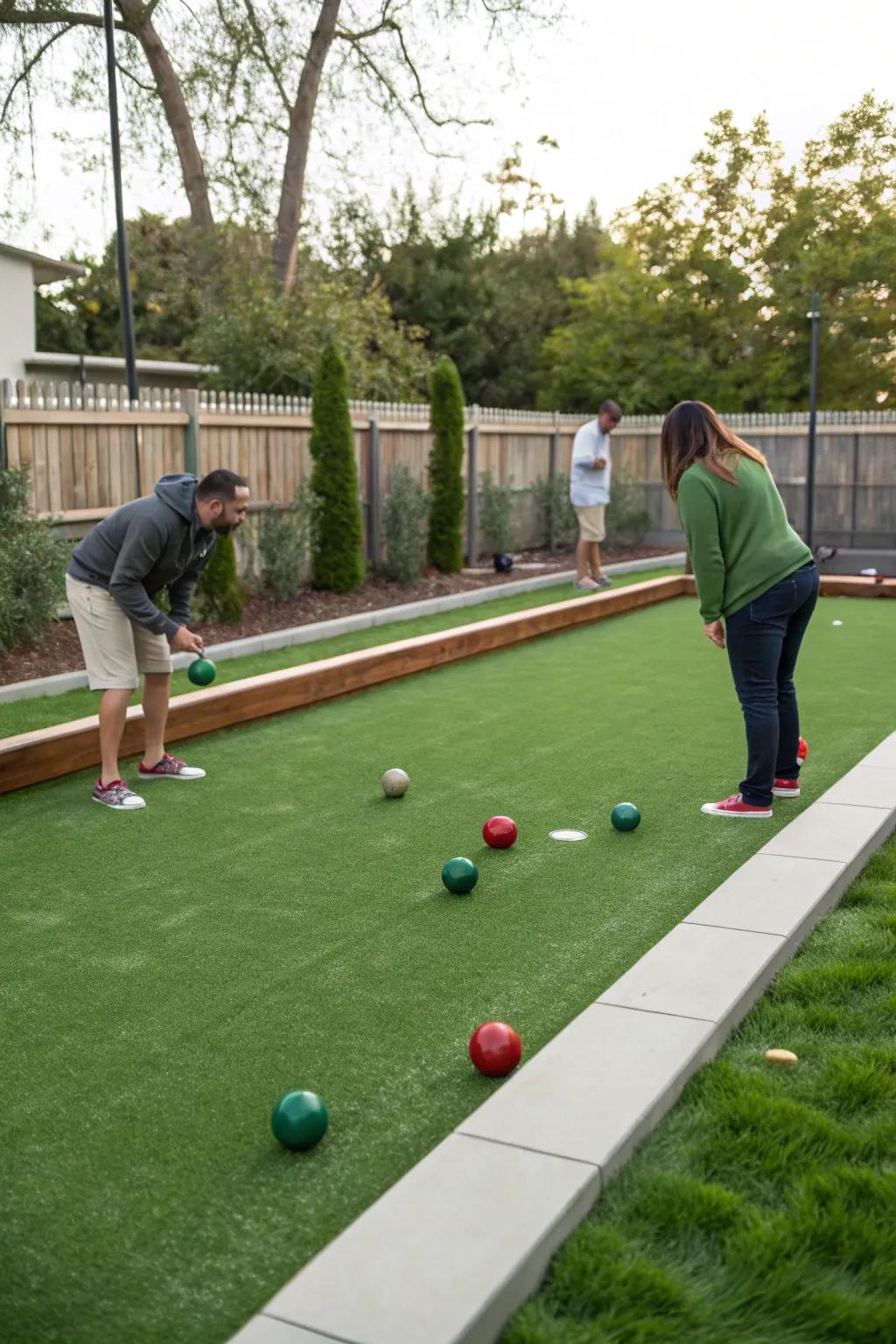 Provide fun and games to your garden by using a bocce ball field.