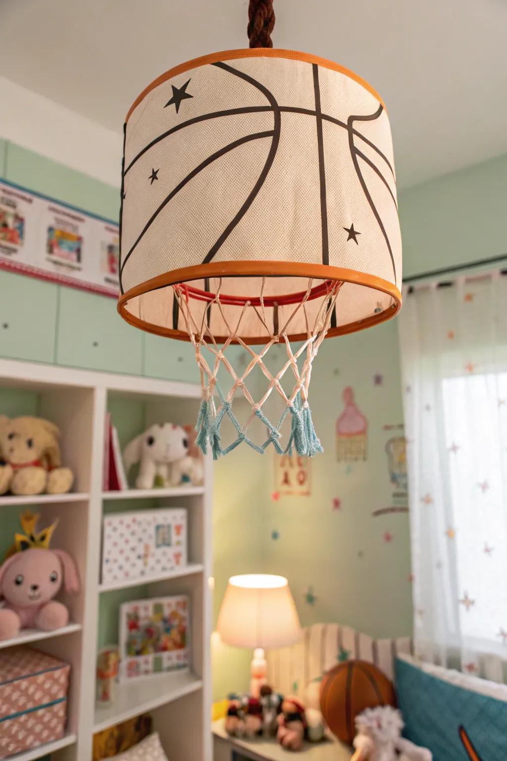 Sports lighting adds a unique touch to the nursery's ambiance.