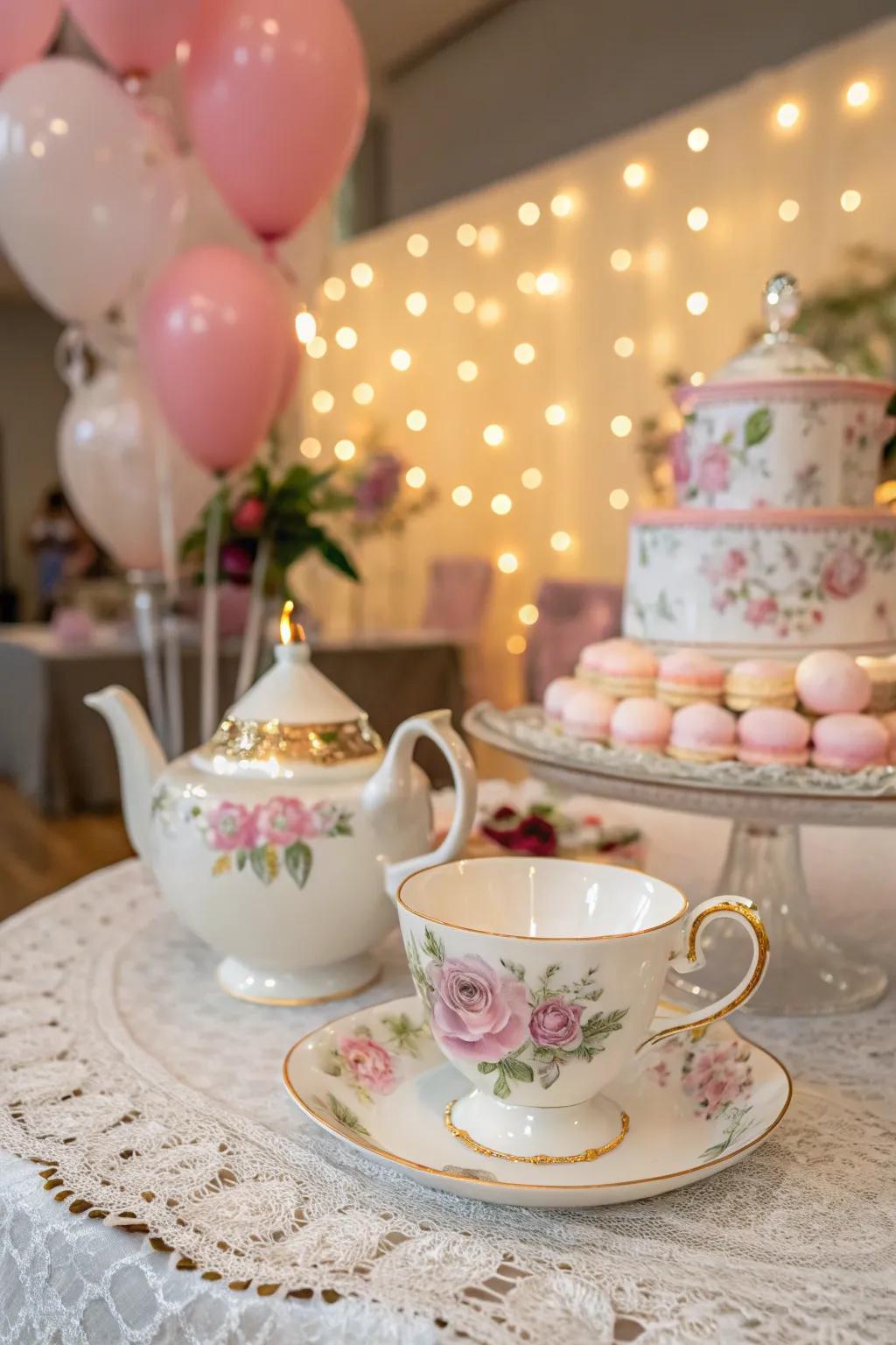 A central tea accoutrement radiates immutable allure and cordiality.