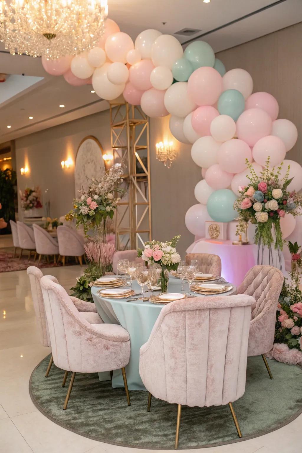Themed seating scheme matching the baby shower decor.