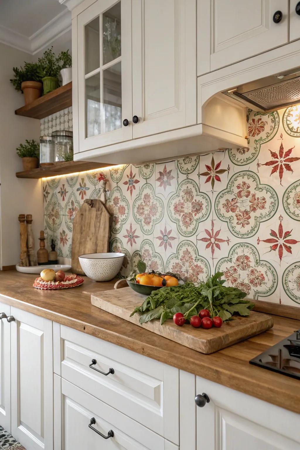 Bring garden charm using flower patterned bricks.