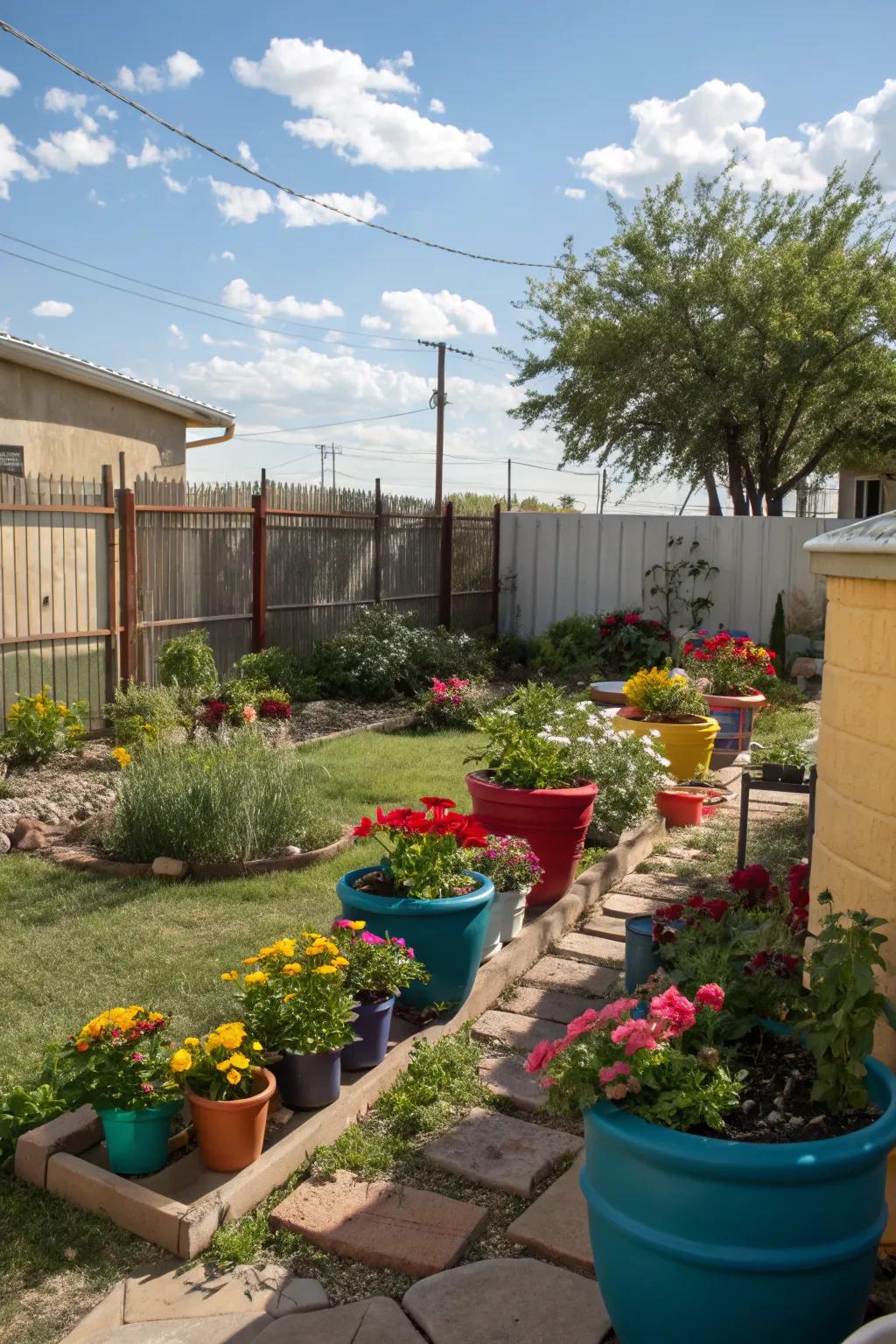 Adaptable container gardens instill color and life into constricted locations.