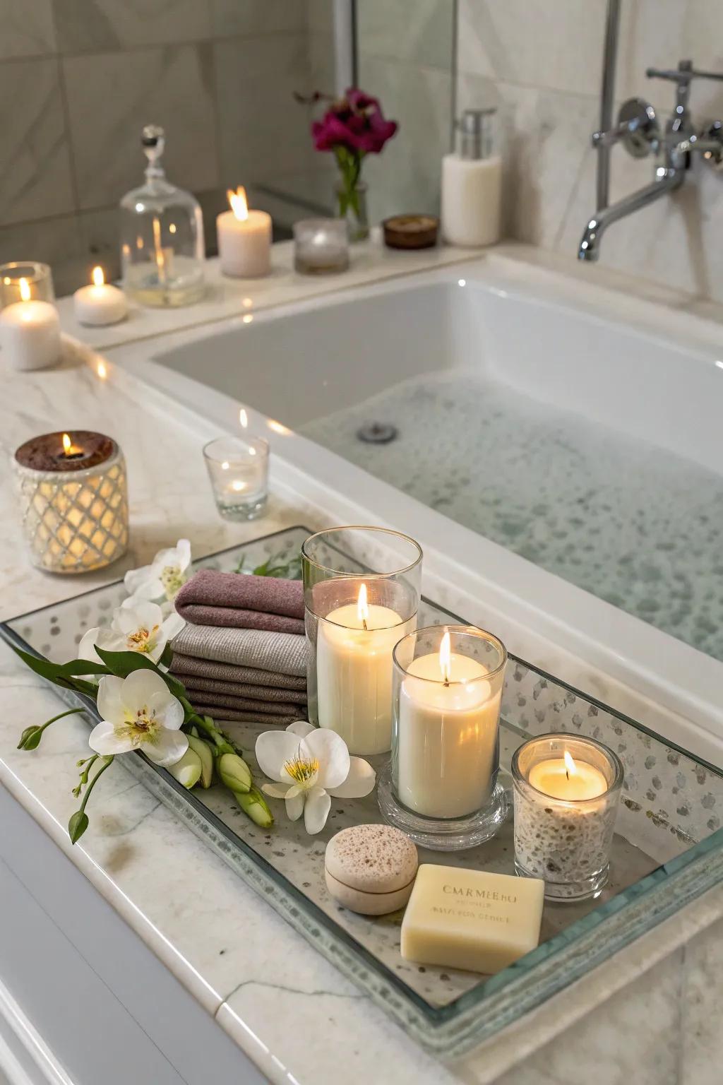 Achieve understated elegance with a sophisticated glass tray.