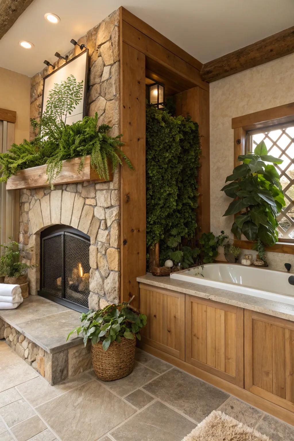 Nature's constituents complementing the hearth's radiant warmth.