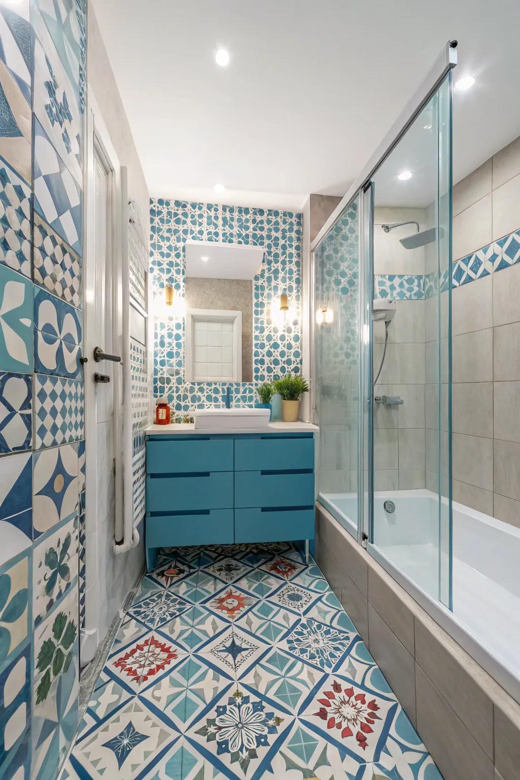 A bathroom showcasing playful ornaments for visual intrigue.