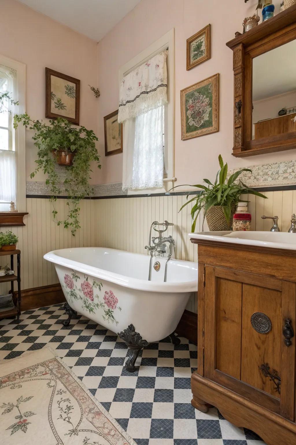 Inject a touch of heritage using an vintage footed tub.