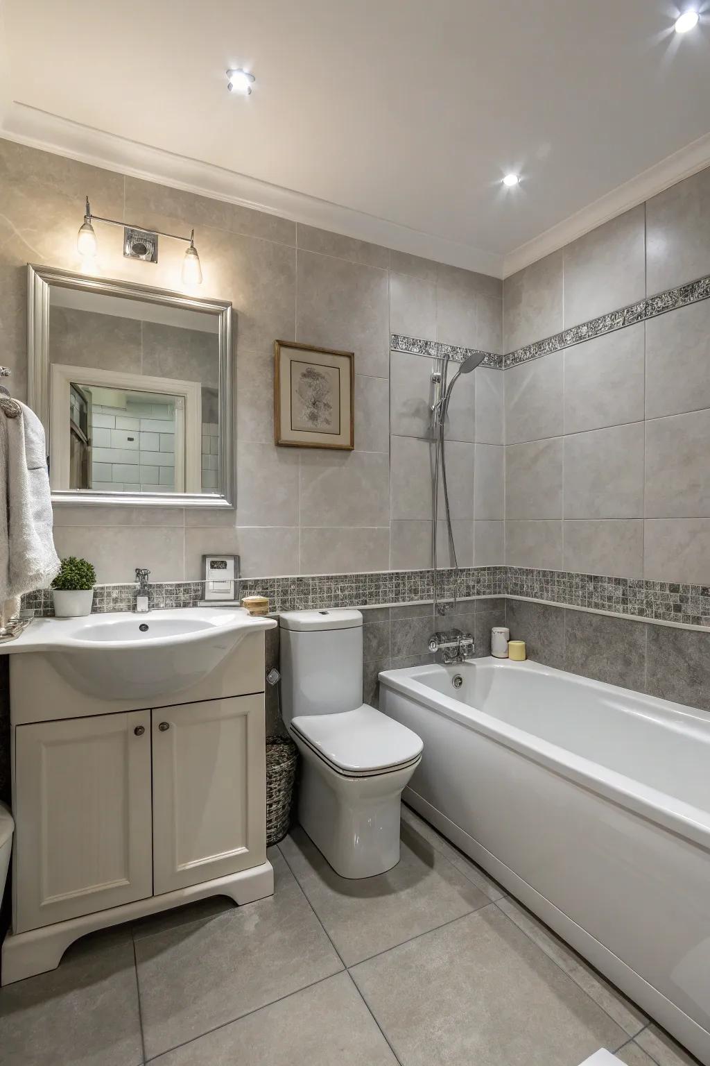 Monochromatic schemes provide sleek and cohesive washroom designs.