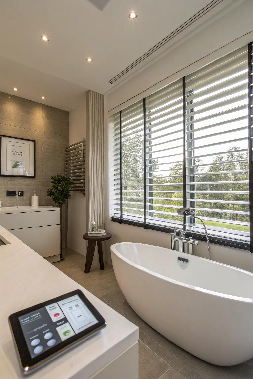 Modern convenience: Smart coverings for a tech-savvy bathroom.