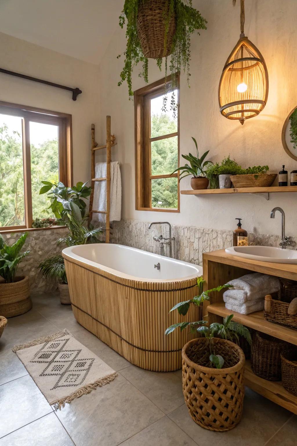 Combine sustainability and style with a cane bathtub frame.