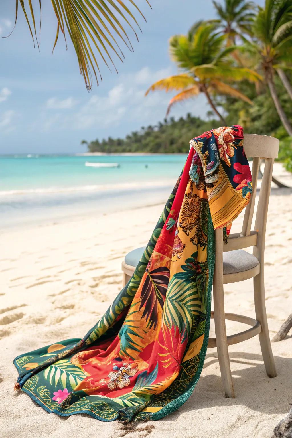 Incorporate a splash of color into your outfit with a tropicana print neckwear.