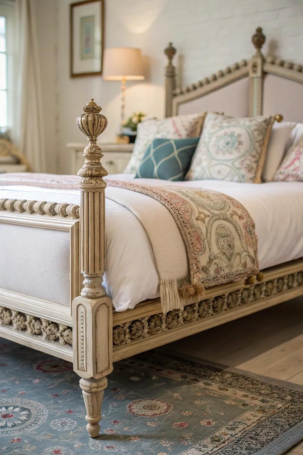Ornate bed legs add character to any bedroom.