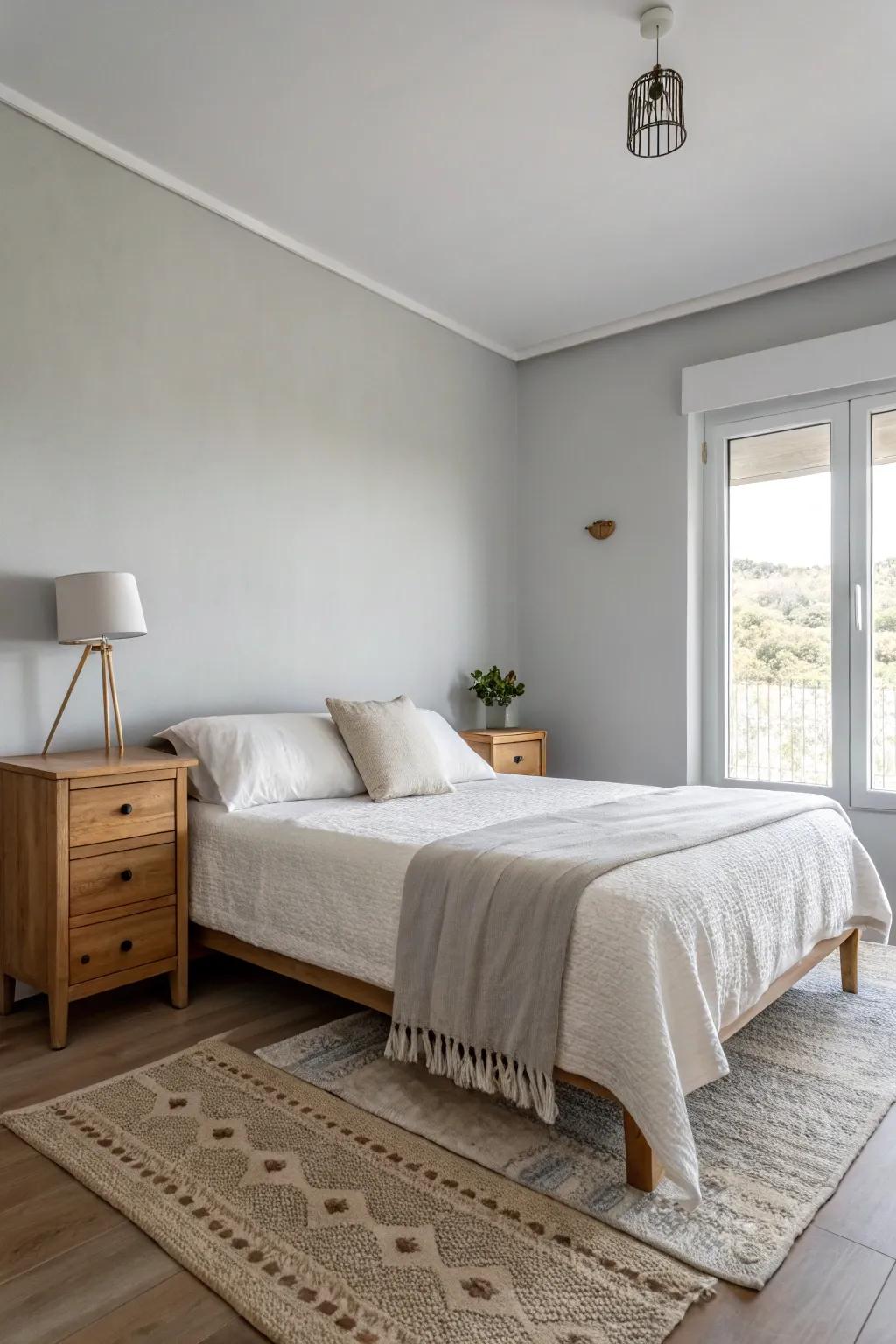 Simple decor crafts a clean and calming atmosphere in this bedroom.