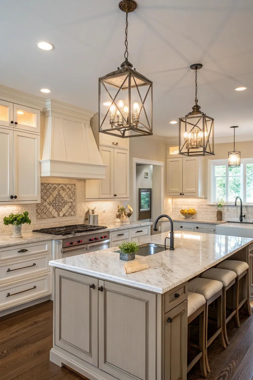 Symmetry in blueprint elements enhances the kitchen's harmony.