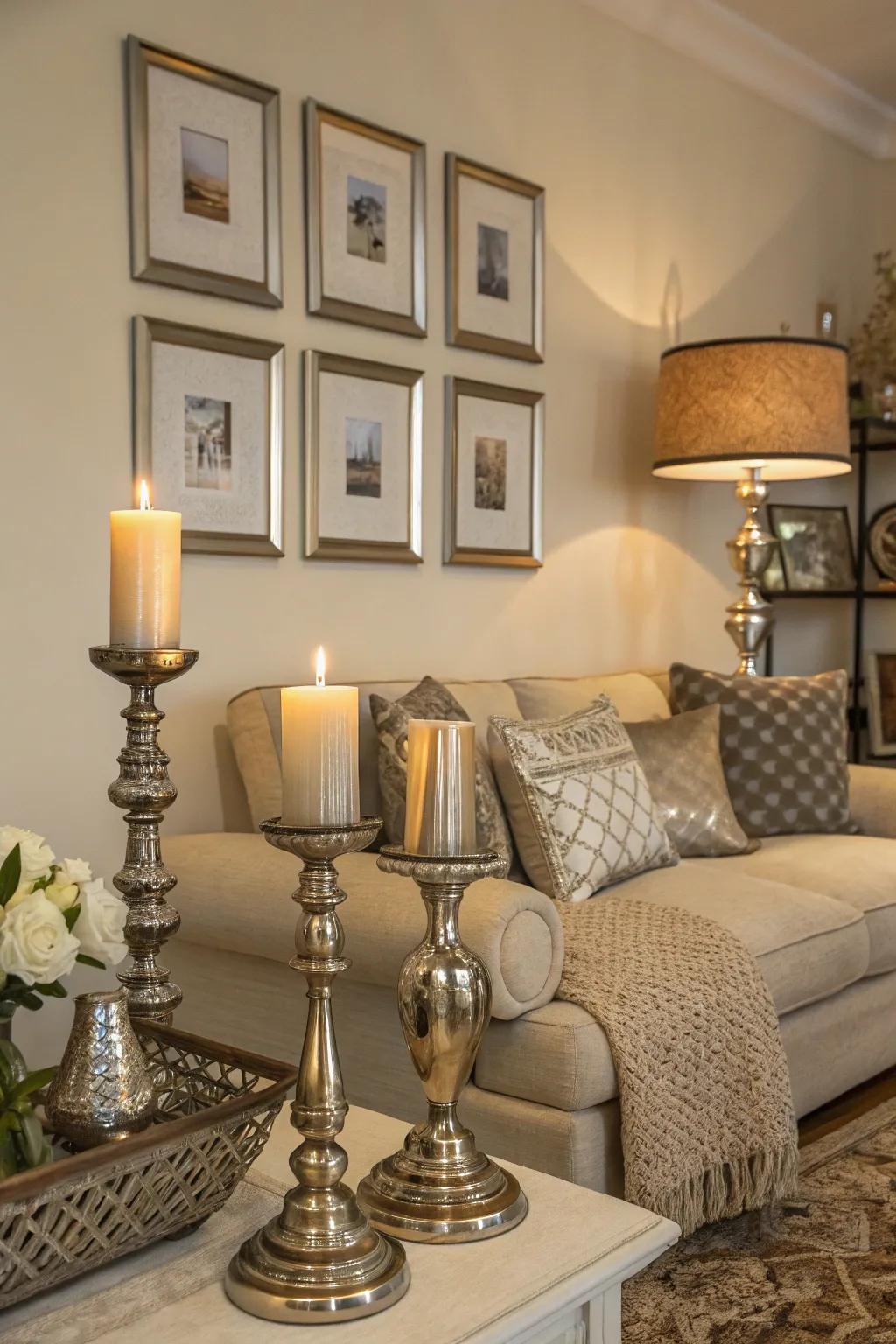 A few metallic touches can inject glamour.