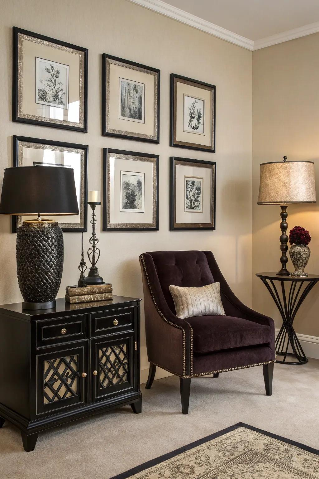 The interplay of light and dark yields captivating dichotomies in this room.