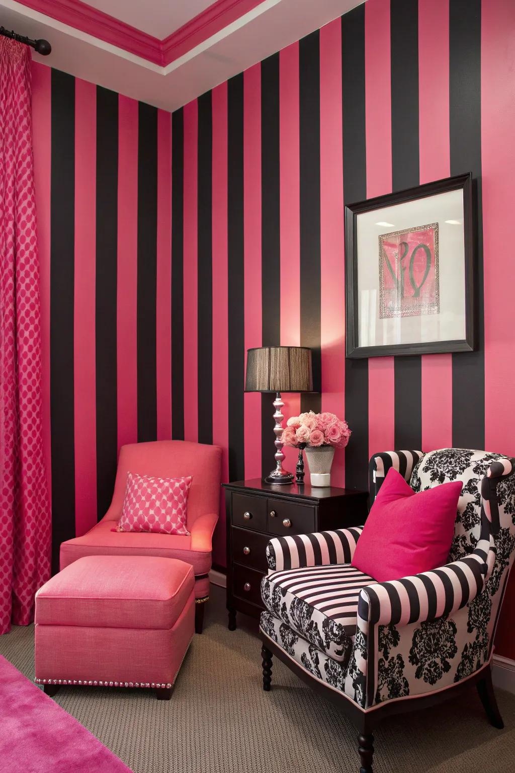 Bold designs bring a vibrant and dynamic component to the room.
