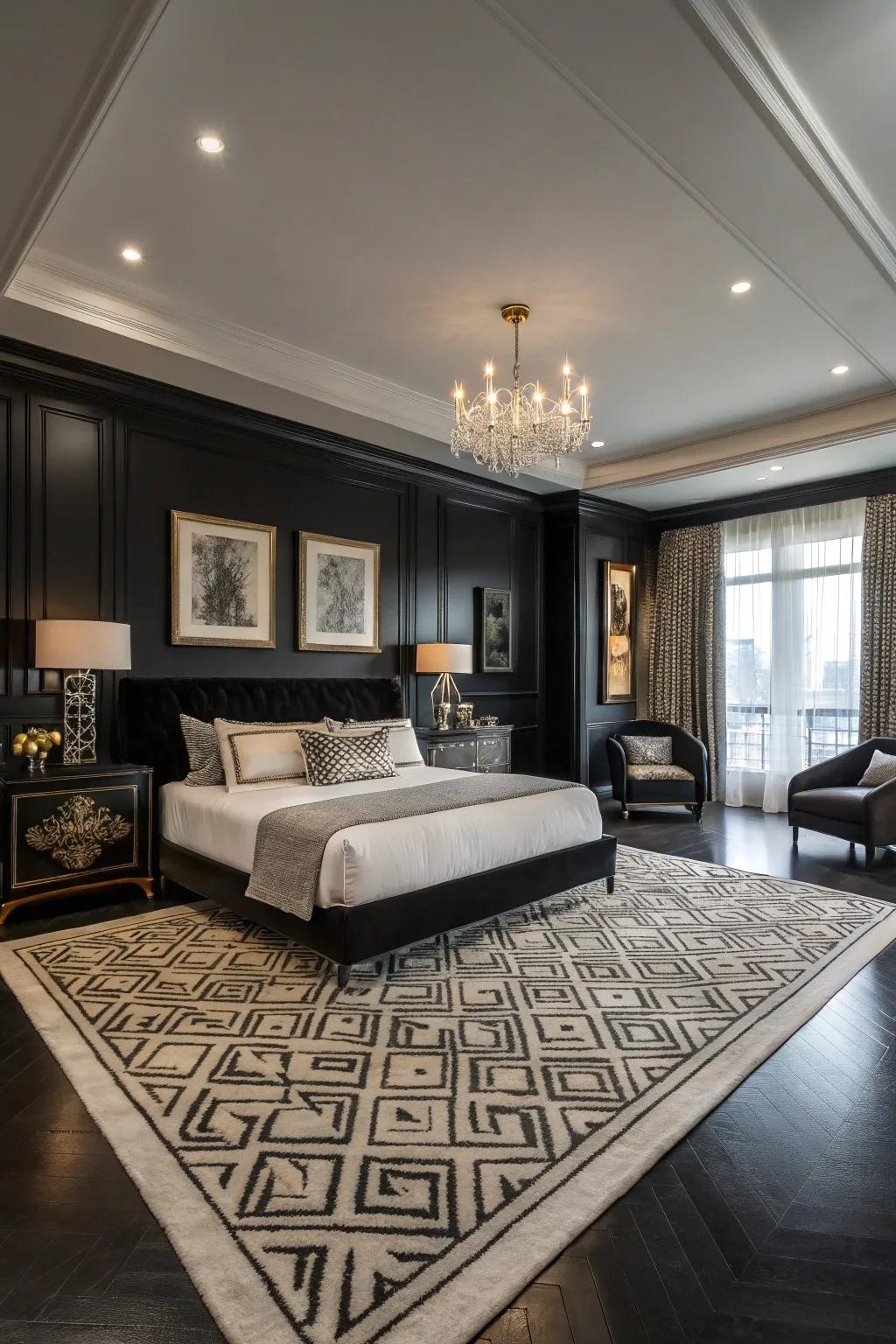 A remarkable rug adds warmth and ties the room together.