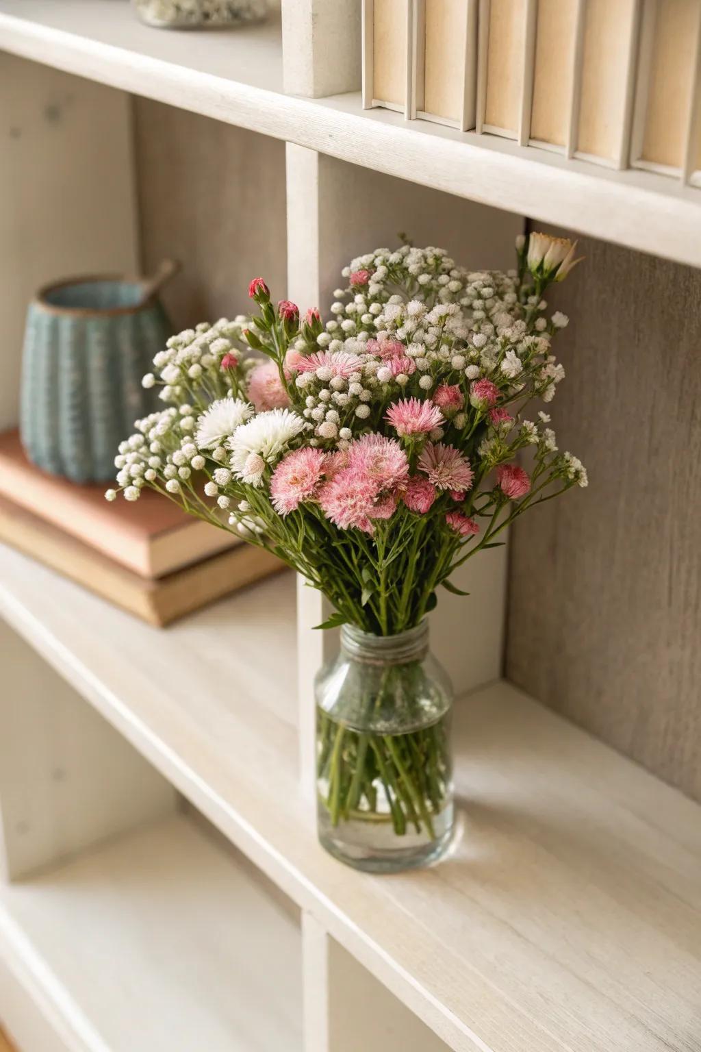 Delicate arrangement injecting charm into compact spaces.