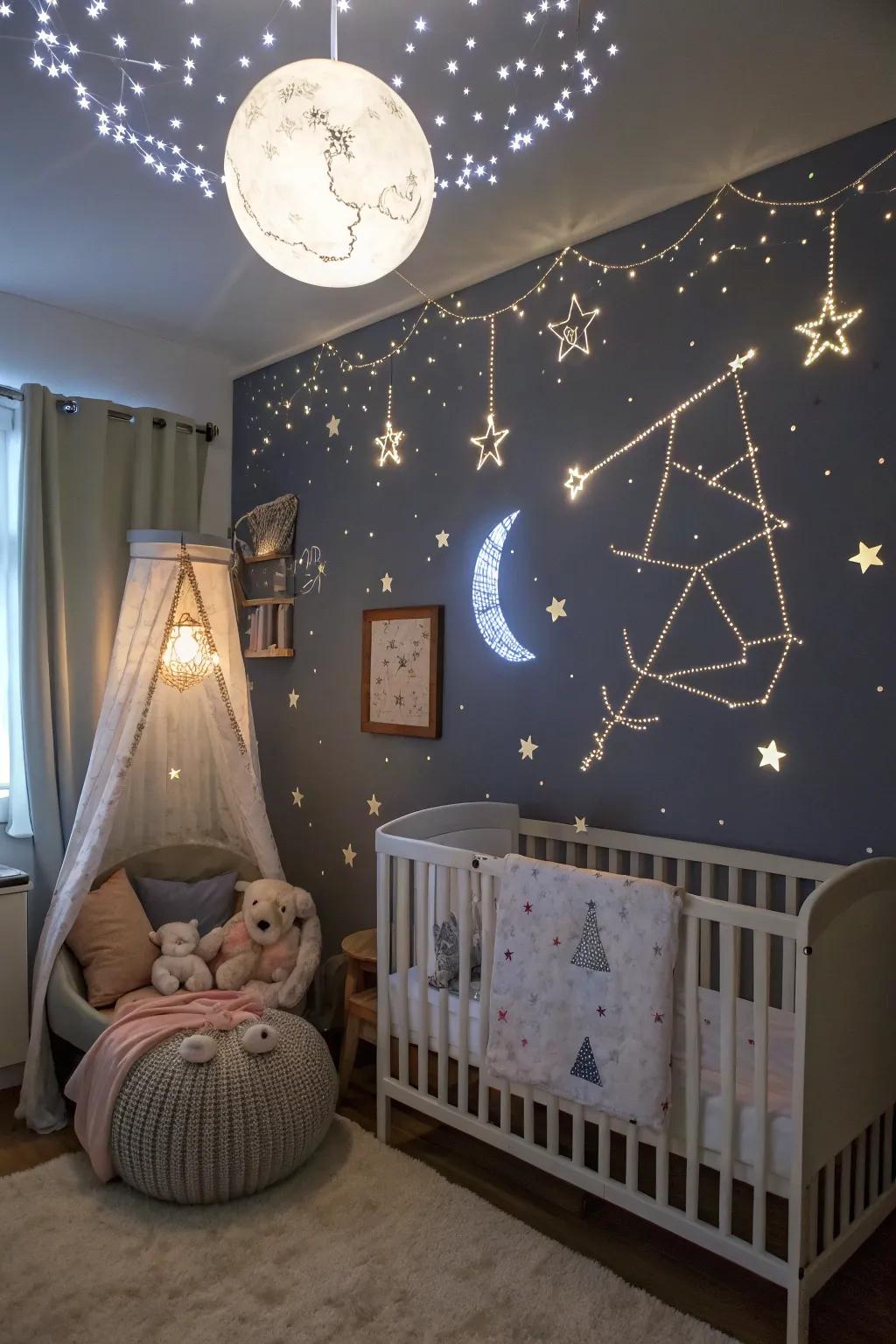 Dream under the stars with a celestial-themed nursery.