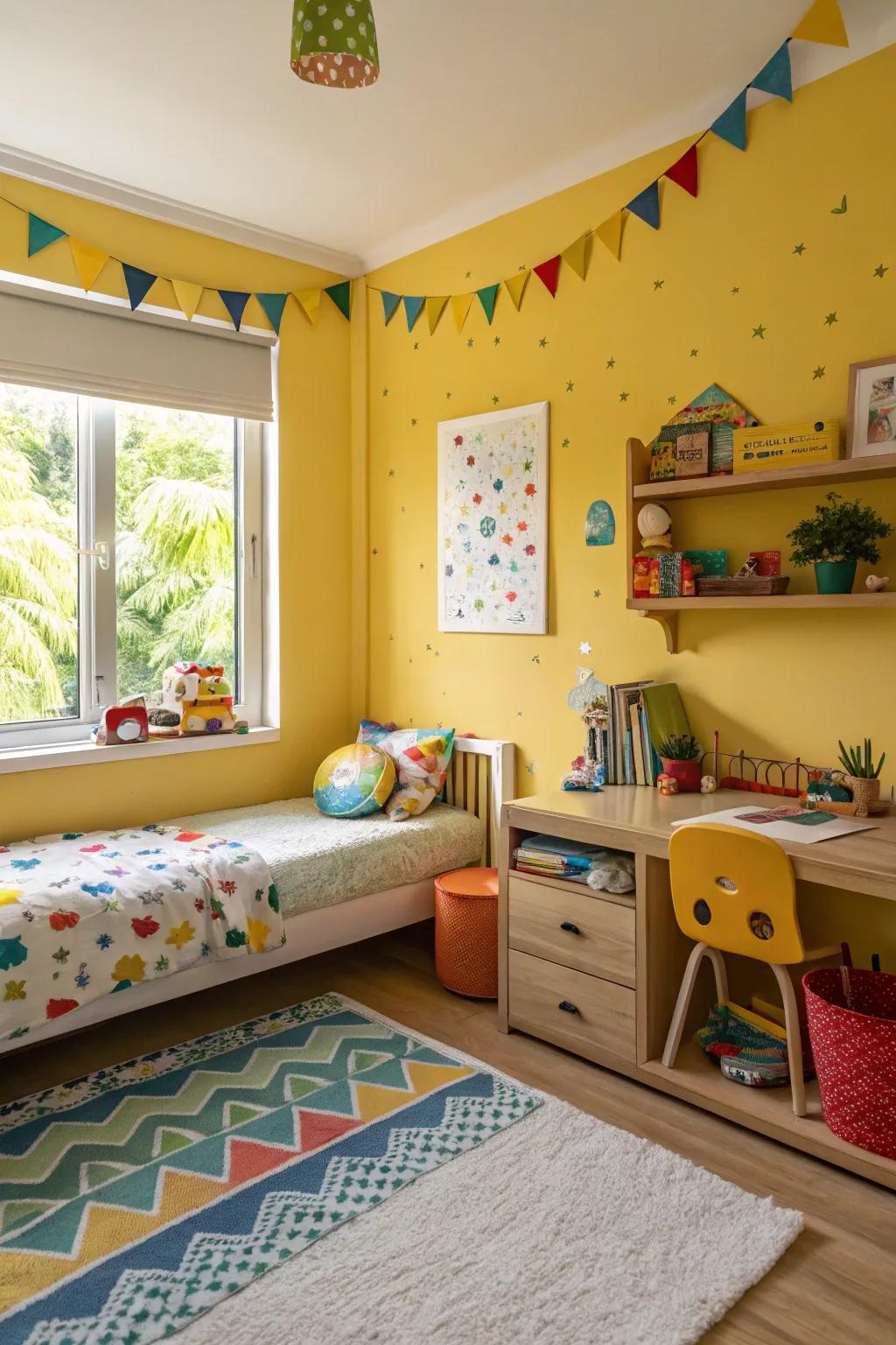 Brighten the space with sunny yellow.