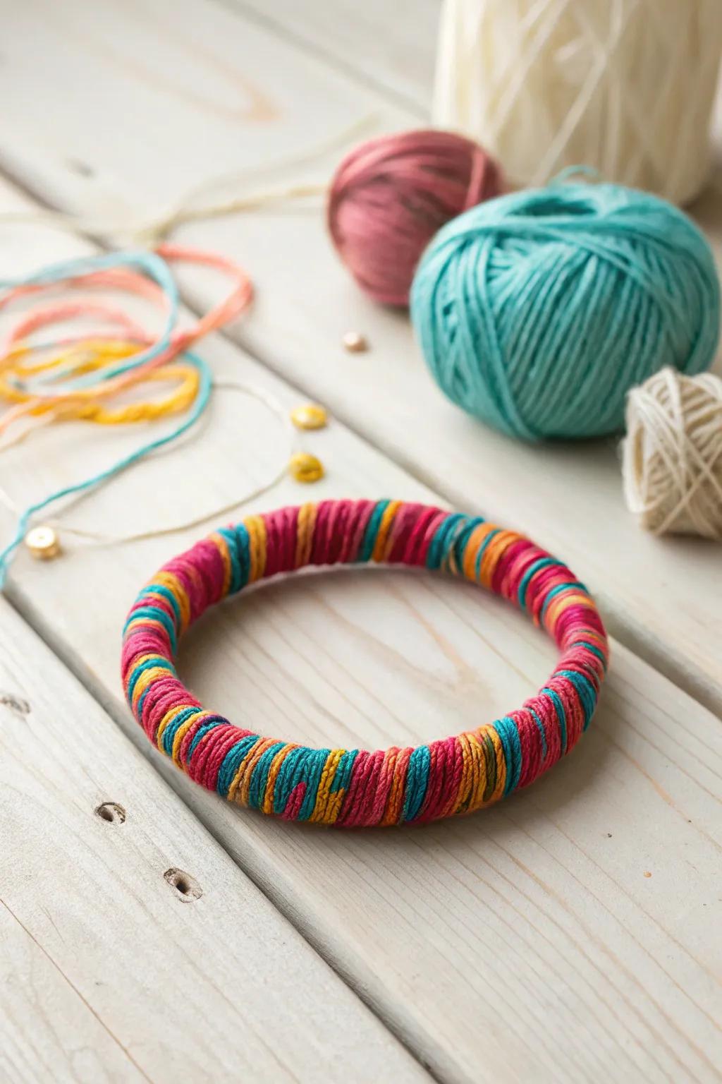 Transmute aged into gold with these vibrant thread-enclosed armlets!