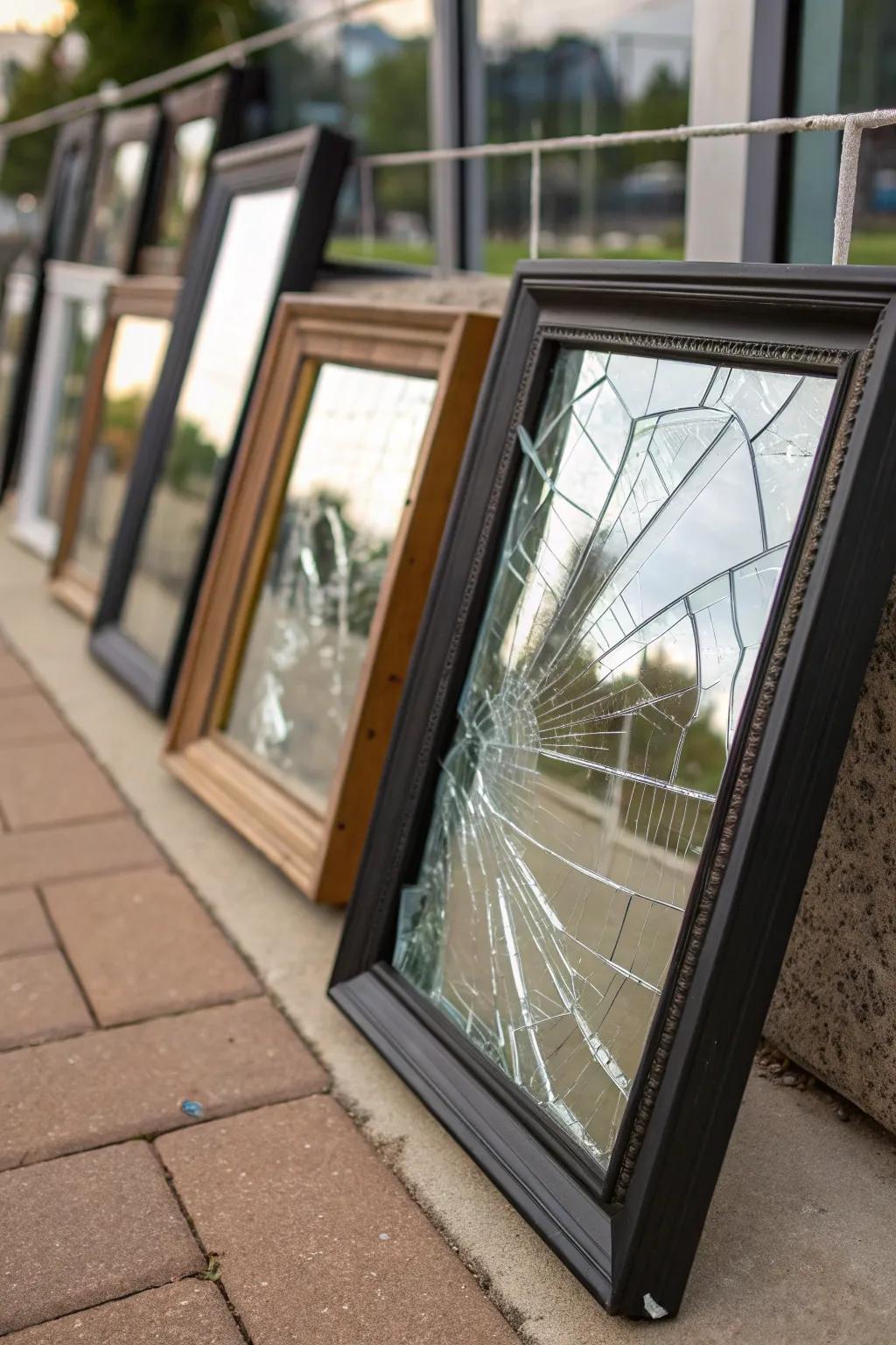Mirror-lined frames contribute depth to your memories.