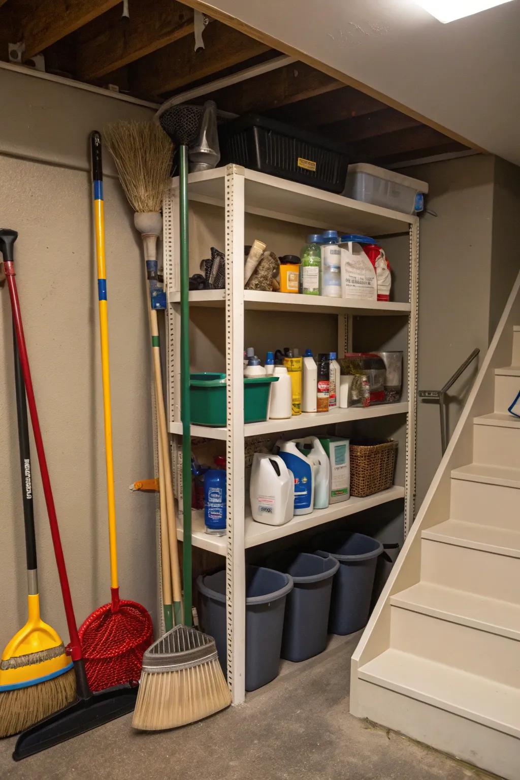 Using corner spaces with custom shelving.