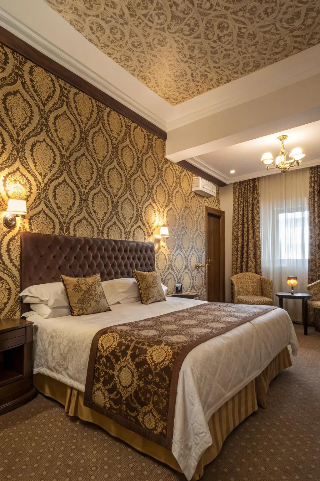 Tan and golden patterns add depth and intrigue.
