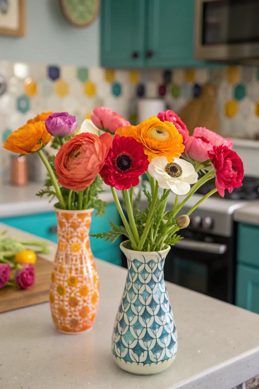 Add whimsy with bright and playful flowers.