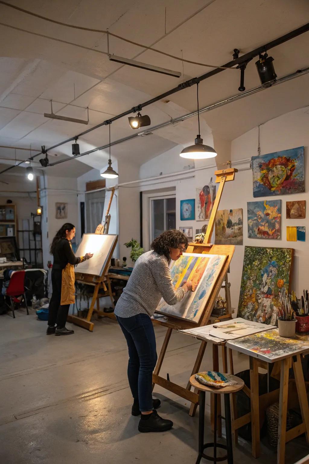 Relish flexible illumination in your art studio using wiring lighting.