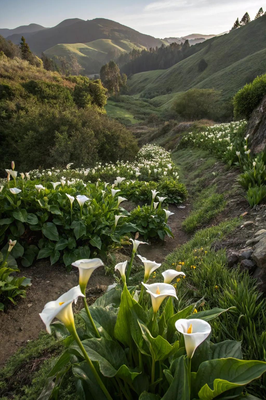Radiant snowdrops preventing erosion on a garden slope.