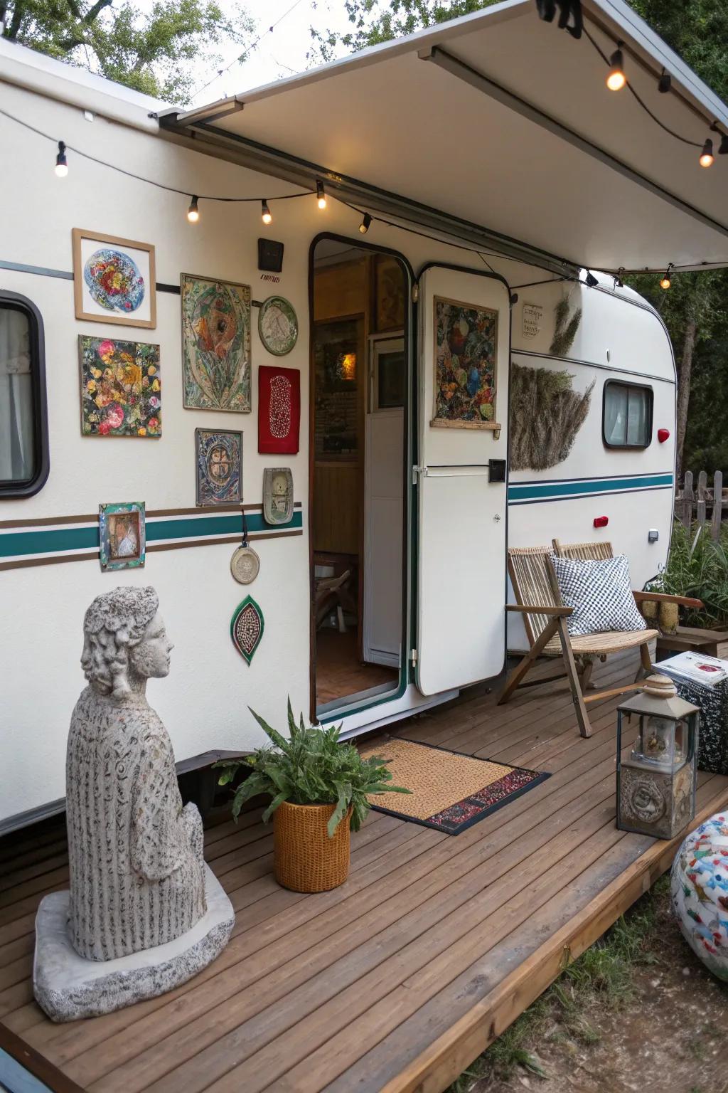 With artistic décor on your deck, show yourself.