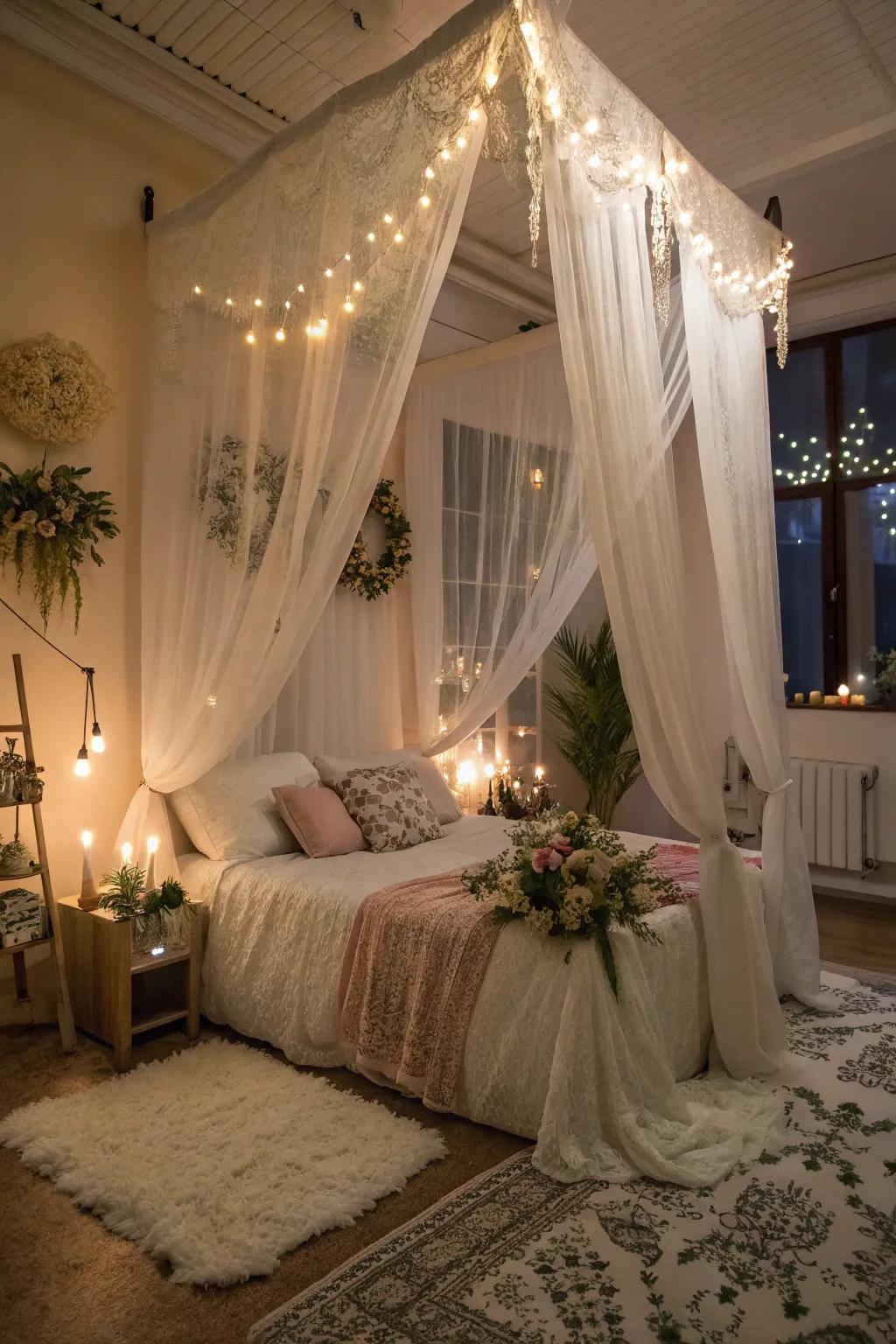 Gauze curtains for a romantic ambiance