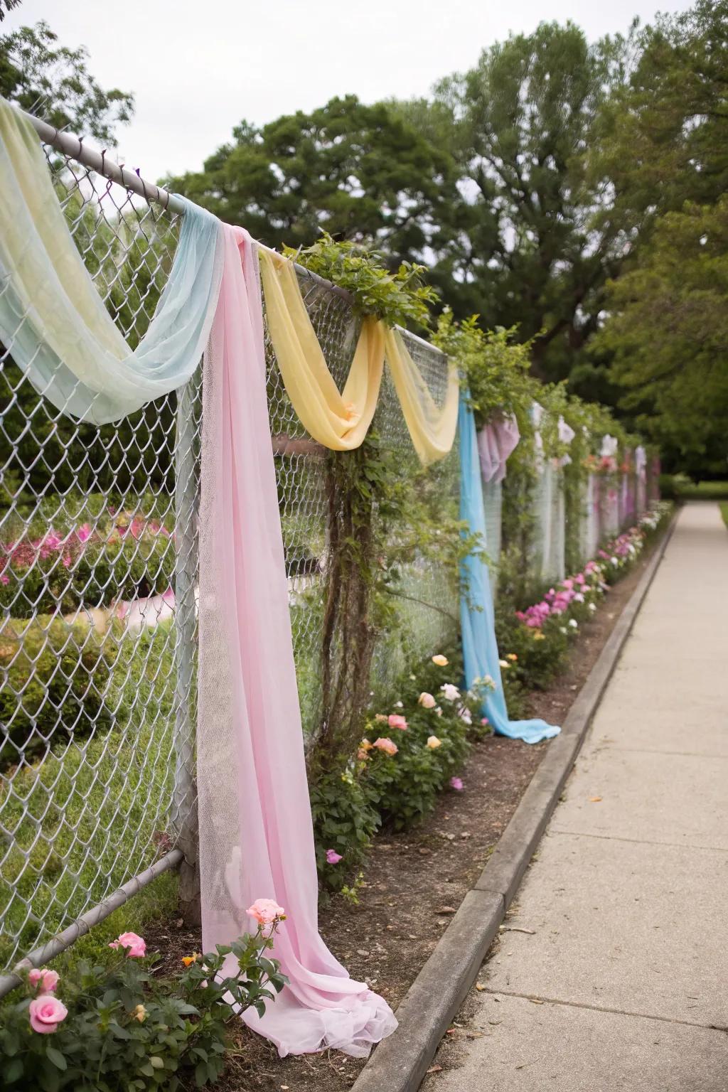 Fabric drapes imbue any garden with an elegant grace.