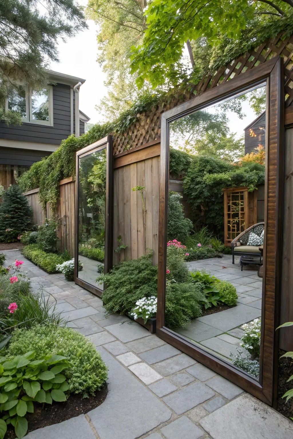 Reflectors cleverly used outdoors can maximize privacy with style.