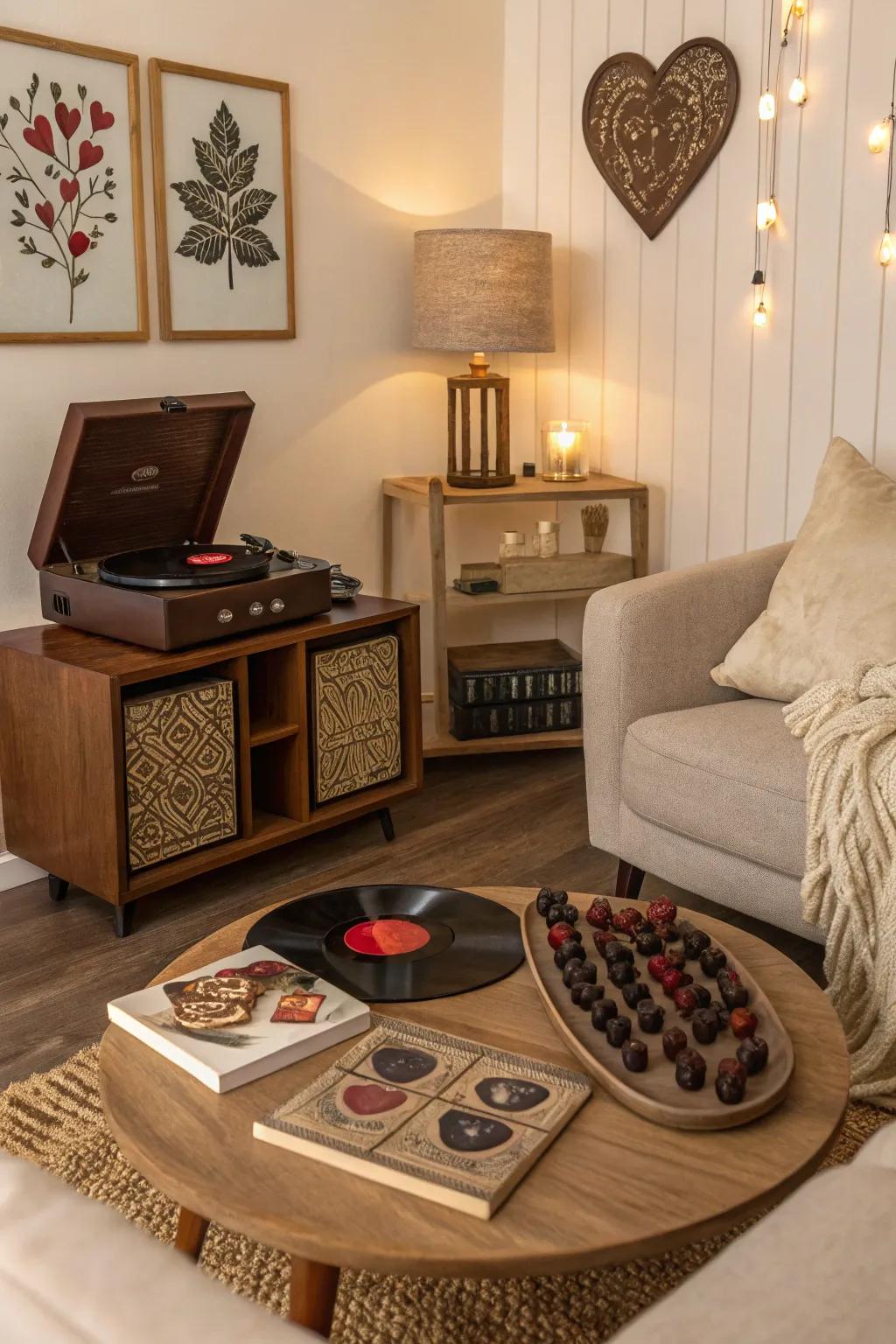 A warm atmosphere enhanced using a cocoa-themed music list.