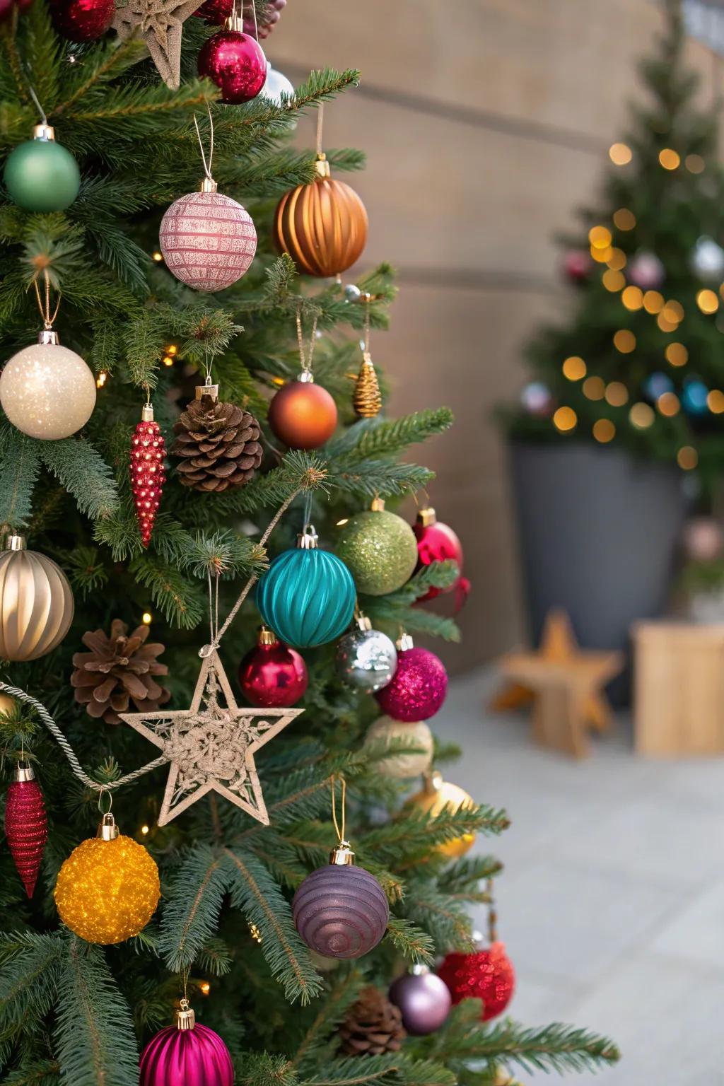 An eclectic compilation Christmas bauble tree that's as unique as your persona.