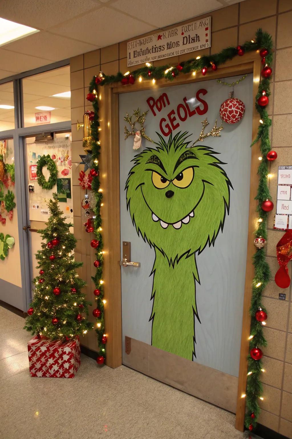 The Grinch's den instills a playful nuance into this portal.
