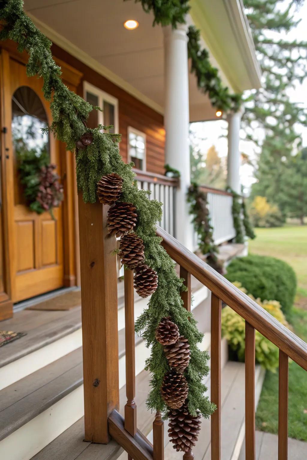 Pinecone garlands imparting a natural touch to the holiday décor.
