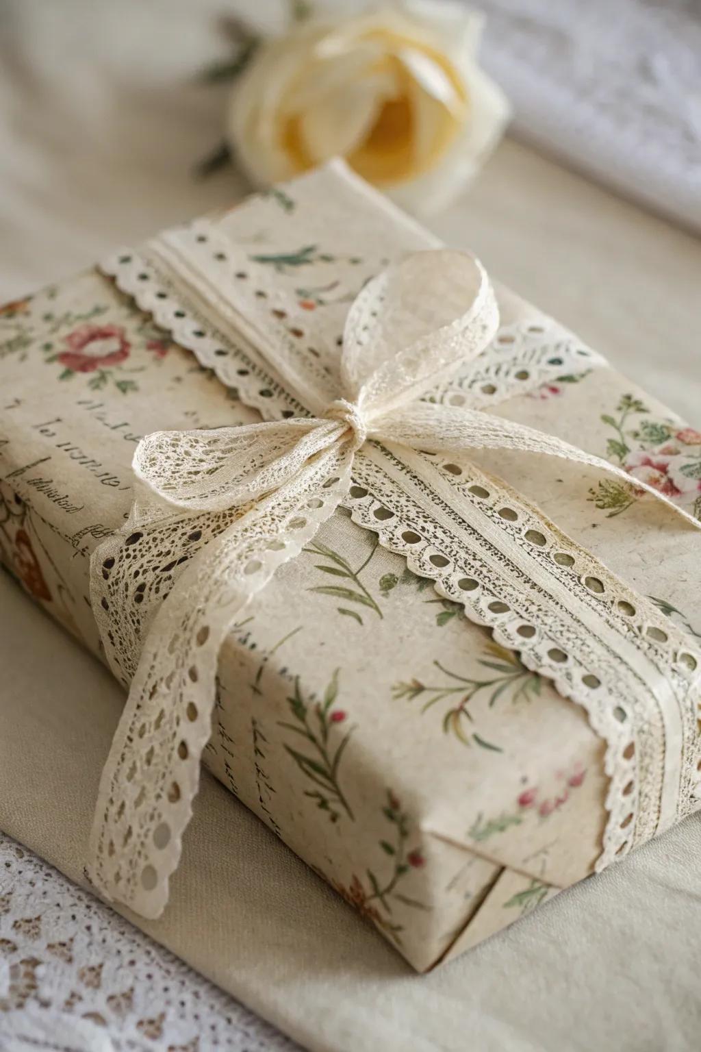 Nostalgic and evocative vintage-inspired gift wrapping.