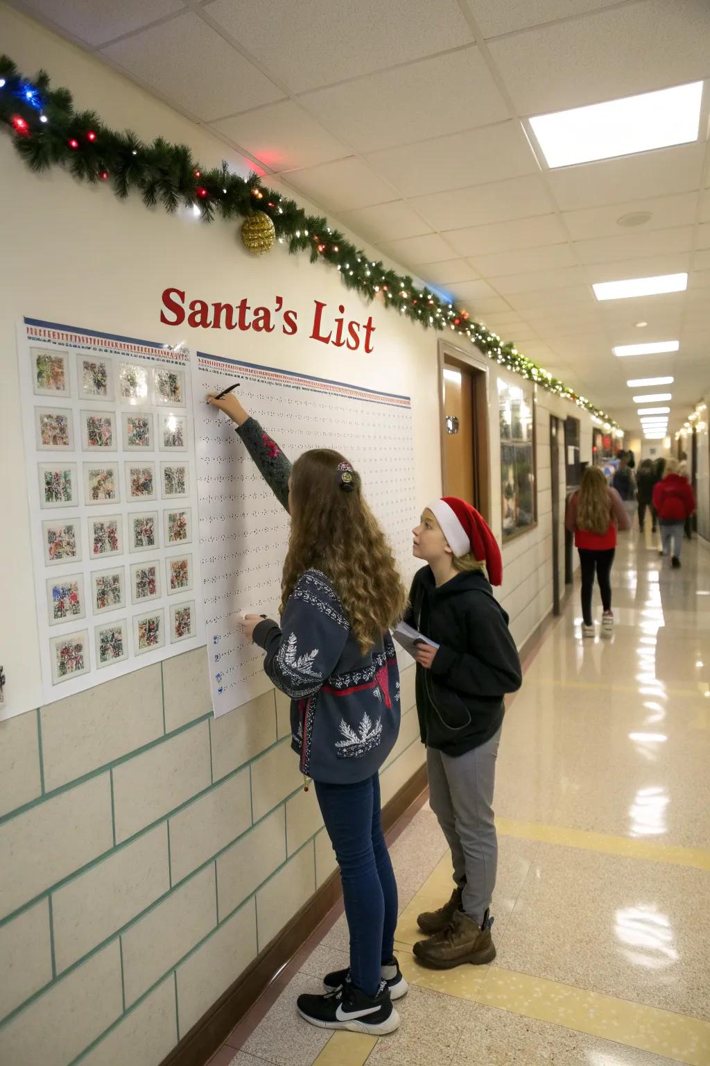 Foster positivism using a participatory Father Christmas's Roster within the corridor.