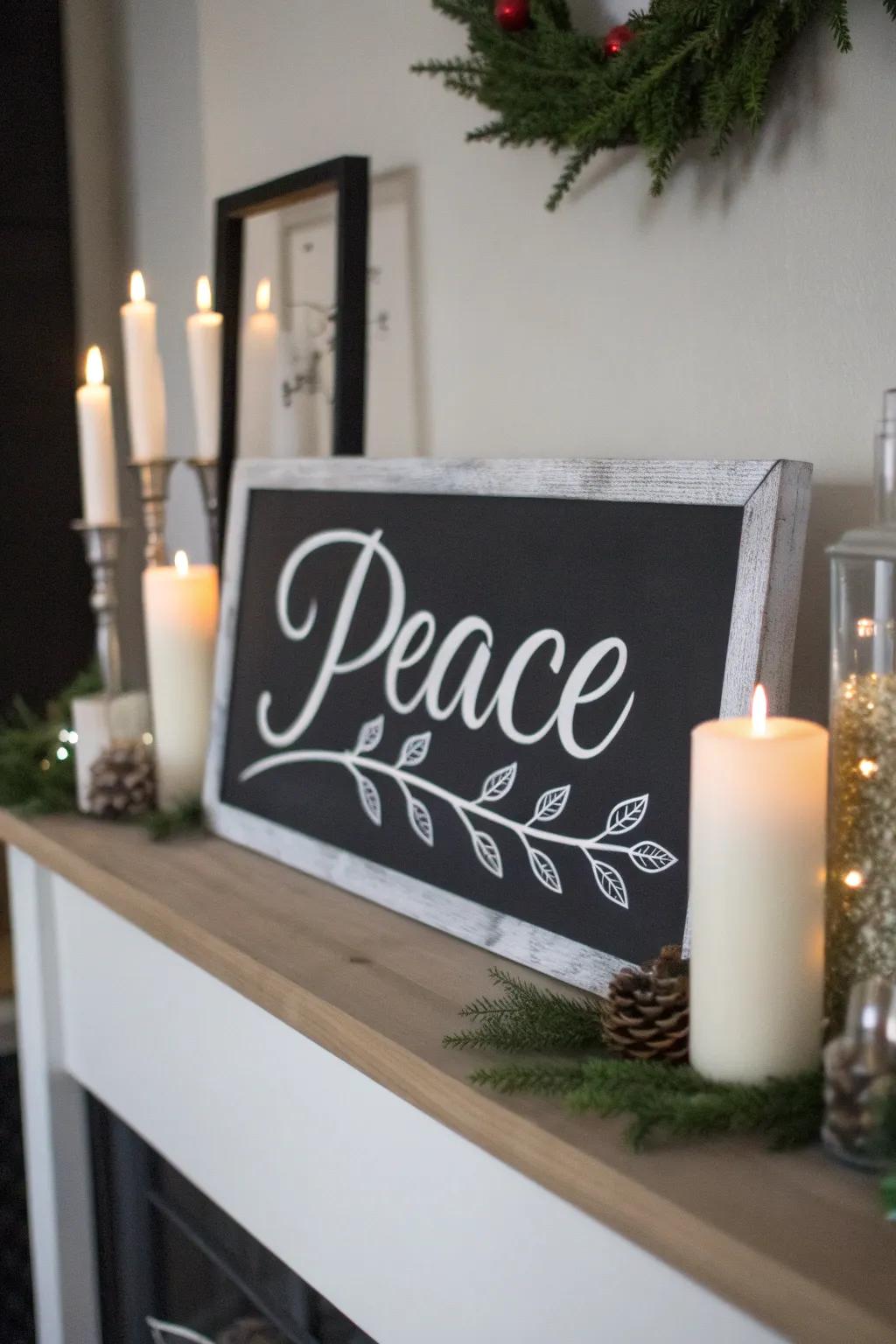 Achieve elegance with an ebony and white Christmas notice.